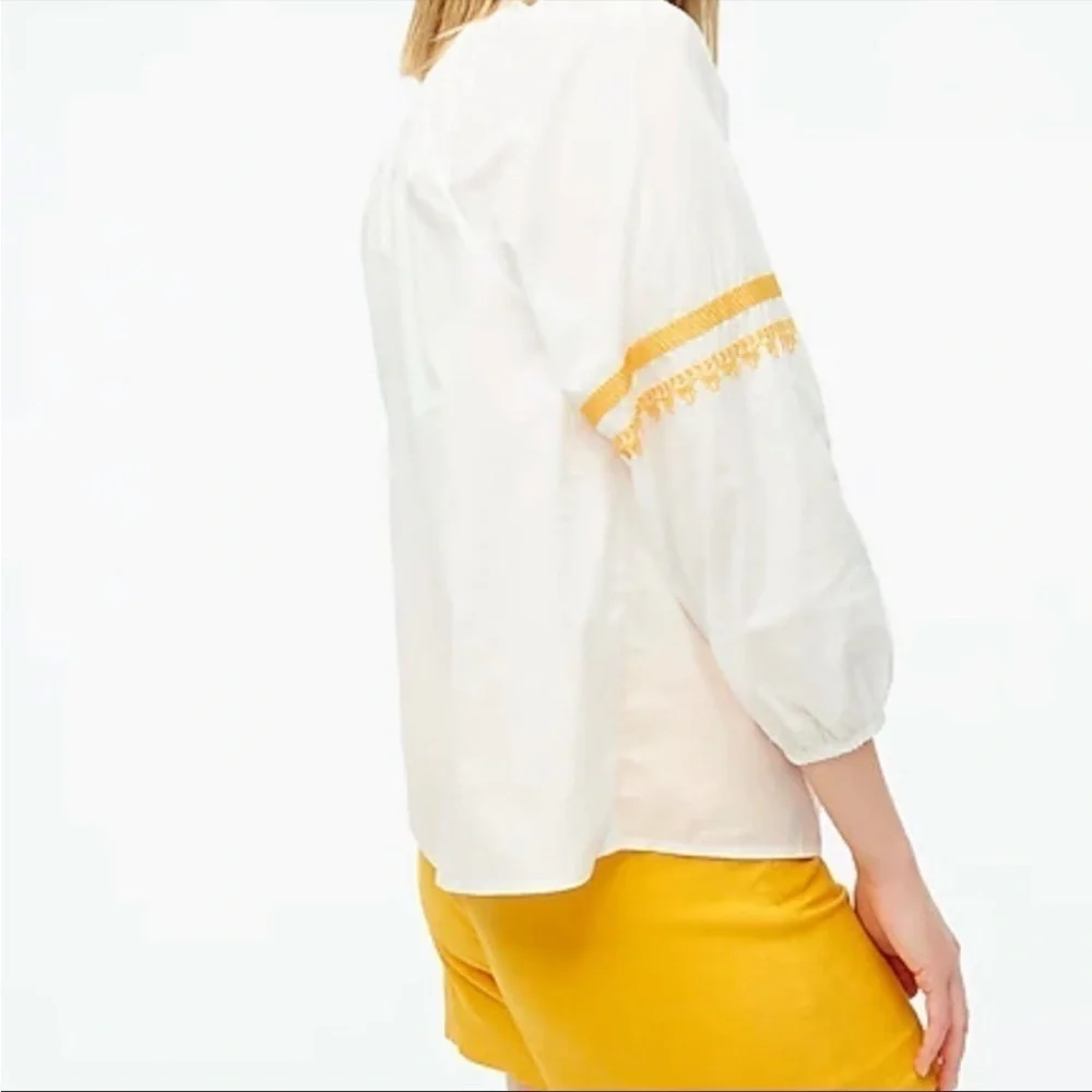 Nwt J. Crew Raglan Cotton Popover Embroidered Top